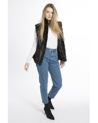 Jayley - Faux Fur Suede Vertical Stripe Gilet - Lyst