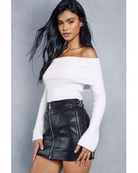 MissPap - Leather Look Zip & Buckle Detail Micro Mini Skirt - Lyst