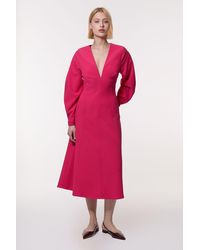 Karen Millen - Textured Tailored Dropped Waist Sleeved Midaxi Dress - Lyst