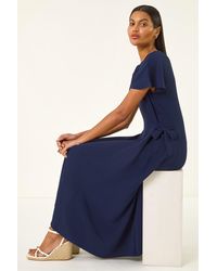 Roman - Side Tie Detail Midi Dress - Lyst