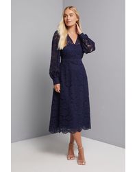 Wallis - Petite Lace Fit & Flare Midi Dress - Lyst