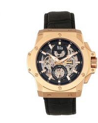 Reign - Commodus Automatik-Skelett-Lederarmbanduhr - Lyst