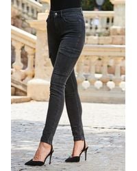 Sosandar - Charcoal Skinny Cargo Jeans - Lyst