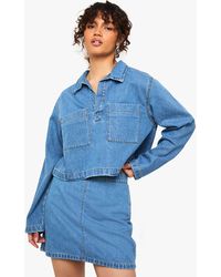 Boohoo - A-Line Denim Skirt - Lyst