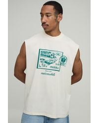 BoohooMAN - Oversized Postcard Print Tank Cotton - Lyst