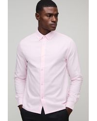 BoohooMAN - Slim Fit Button Down Collar Oxford Long Sleeve Shirt - Lyst
