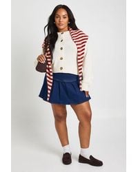 Boohoo - Plus Button Down Long Sleeve Crew Neck Cardigan - Lyst