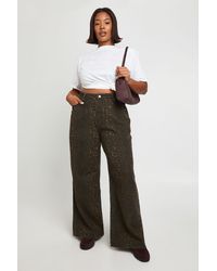 Boohoo - Plus High Waist Wide Leg Jean - Lyst