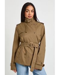 Boohoo - Short Belted Utility Trench Coat - Lyst