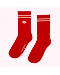 Lulu Guinness - Lip Blot Ribbed Ankle Socks Cotton - Lyst