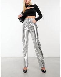Abercrombie & Fitch - Metallic 90S Straight Faux Leather Trouser - Lyst