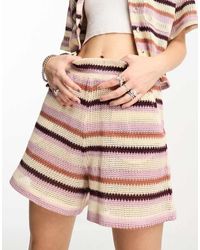 Collusion - Crochet Stripe Shorts Co-Ord - Lyst