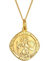 The Jewellery Stockroom - Rolled Reversible St Christopher Pendant Necklace Plated - Lyst