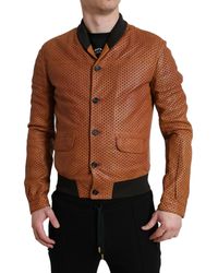 Dolce & Gabbana - Lambskin Leather Perforated Jacket - Lyst