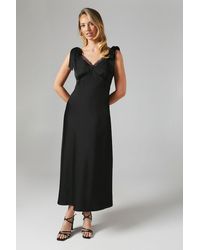 Oasis - Satin Lace Insert Tie Shoulder Midi Bridesmaids Dress - Lyst