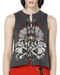 Brave Soul - Chief Sleeveless Tops Casual Cotton Blouse Lace Up T Shirt New - Lyst