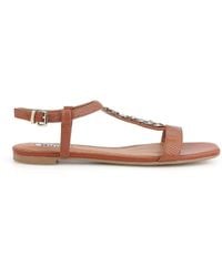 Dune - Ladies Litt - Chain Croc Effect Flat Sandals Leather - Lyst