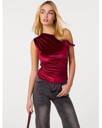 Pink Vanilla - Twist Shoulder Velvet Top - Lyst