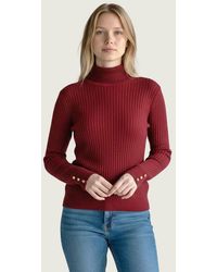 Lipsy - Ribbed Button Cuff Roll Neck Jumper - Lyst