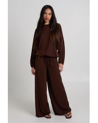 Boohoo - Woven Crepe Balloon Top And Wide Leg Trouser Co-Ord - Lyst