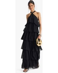 Boohoo - Chiffon Tiered Halterneck Maxi Dress - Lyst