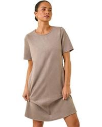 Roman - Petite Premium Stretch Suede Shift Dress - Lyst