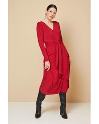 Wallis - Wrap Front Jersey Column Dress - Lyst