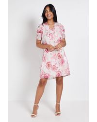 Wallis - Petite Floral Puff Sleeve Shift Dress - Lyst