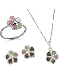 Orphelia - 'Daisy' 925 Sterling Set: Necklace + Earrings + Ring - Lyst