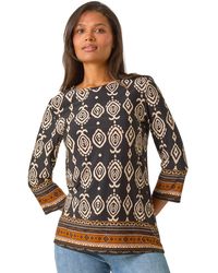 Roman - Ikat Border Hem Stretch Top - Lyst