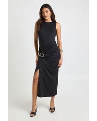 Boohoo - Maternity Ruched Wrap Detail Midaxi Dress - Lyst