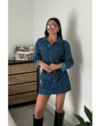 Hiccup - Polo Collar Buttoned Long Sleeve Mini Dress - Lyst