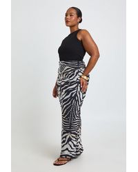 Boohoo - Plus Zebra Mesh Maxi Skirt - Lyst