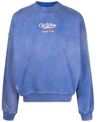 Off-White c/o Virgil Abloh - Gebroken Wit Wave Off Boxy Fit Blauw Sweatshirt Met Ronde Hals - Lyst