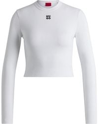 HUGO - Cropped Slim Fit Long Sleeve T-Shirt - Lyst
