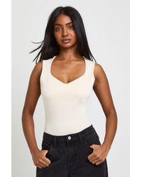 Boohoo - Premium Washed Sweetheart Neckline Bodysuit - Lyst