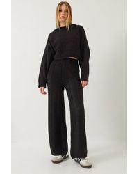 Bianco Lucci - Textured Knitwear Crop Sweater And Wide Leg Pants Co-Ord Set - Lyst