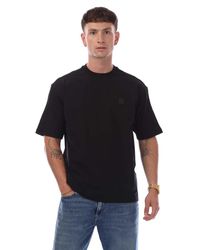 BOSS - Nylon Voorpand Crewneck T-shirt In Zwart - Lyst