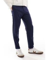 ASOS - Smart Tapered Fit Linen Blend Trousers - Lyst