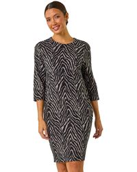 Roman - Animal Print Pocket Shift Stretch Dress - Lyst