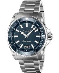 Gucci - Ya136203 Duik Wijzerplaat Roestvrij Staal Herenhorloge - Lyst