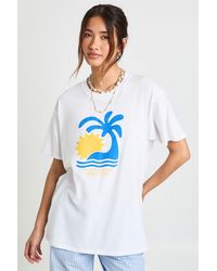 Boohoo - Paradise Island Beach Club Graphic Oversized Tshirt - Lyst
