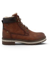 Mustang - Cognac Faux Leather Winter Lace-Up Ankle Boots - Lyst