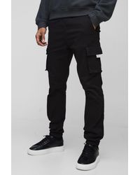 BoohooMAN - Slim Elasticated Woven Cargo Trousers - Lyst