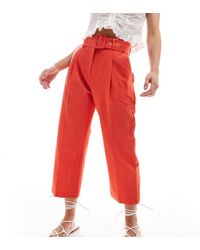 ASOS - Design Tailored Belted Trouser With Linen - Lyst