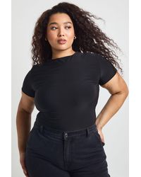 Boohoo - Plus Double Layer Slinky Fitted Bodysuit - Lyst