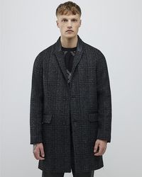 River Island - Overcoat Check Collared - Lyst