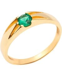 The Jewellery Stockroom - 18Ct Plated Sterling Large Emerald Cubic Zirconia Stone Vintage Style Ring - Lyst