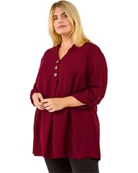 Roman - Curve Textured Buttoned Tunic Top - Lyst