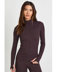 Boohoo - Contour Ribbed Zip Through Active Jacket - Lyst